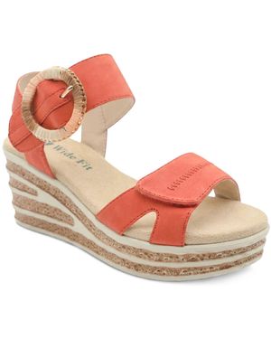 Pavers Wide Fit Adjustable Fasten Wedged Sandals - Pink
