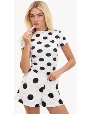 Loavies Wishing On Clouds T-Shirt With Polka Dots - White