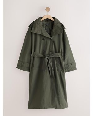 Next Khaki Shower Resistant Trench Coat - Green
