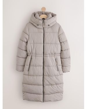 Next Shower Resistant Hooded Long Wadded Coat - Gray