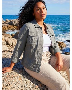 Roman Curve Bengaline Pocket Jacket - Blue