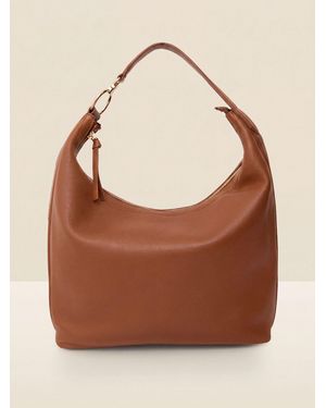 Sosandar Leather Large Shoulder Bag - Brown