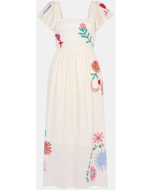 Accessorize Floral Embroidered Midi Dress - Weiß