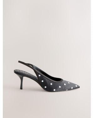 Next Forever Comfort Polka Dot Point Slingback Heels - Natural