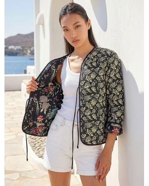 Roman Reversible Printed Quilted Jacket - Black