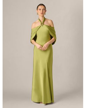 Adrianna Papell Aidan Mattox Crepe Back Satin Long Dress - Green