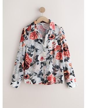 Next N. Premium Sheer Flocked Velvet Shirt - Pink