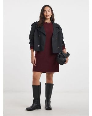 Simply Be Sponge Crew Neck Mini Dress - Red