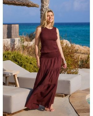 South Beach Shirred Waist Maxi Skirt - Blue
