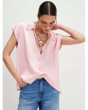 River Island Short Sleeve Satin Shirt - Pink