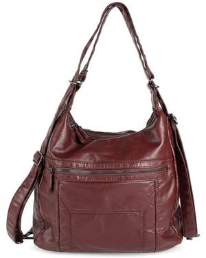 Pavers Burgundy Convertible Shoulder Bag Backpack - Purple