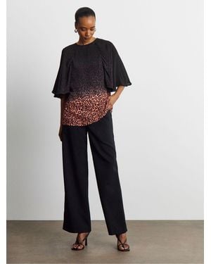 Joanna Hope Ombre Leopard Print Pleated Blouse - White