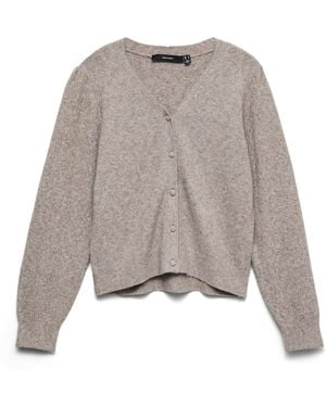 Vero Moda Short Sleeve V-Neck Cardigan - Natural