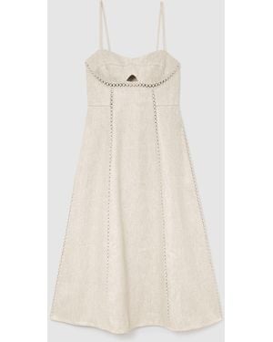 Reiss Linen-Blend Fit-And-Flare Midi Dress - Natural