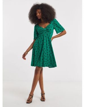 Simply Be Supersoft Knot Front Skater Dress - Green