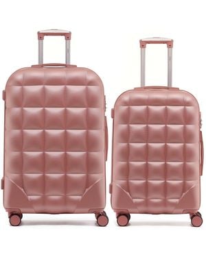 Flight Knight Set Of 2 Medium Check-In & Small Carry-On Bubble Hardcase Travel Luggage - Pink
