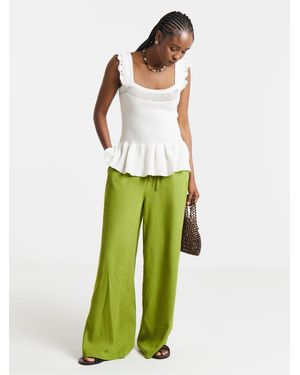 Simply Be Knitted Peplum Crochet Vest - Green
