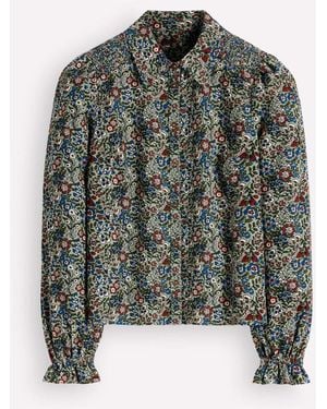 Boden Smock Shoulder Cord Top - Green