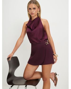 River Island Petite Buckle Wrap Trim Skort - Lila