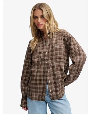 Superdry Check Flannel Relaxed Shirt - Brown