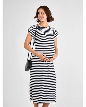 Jojo Maman Bébé Maternity Midi T-Shirt Dress - White