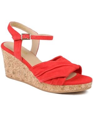 Jones Bootmaker Jones Bootmaker Leather Wedge-Heeled Sandals - Red