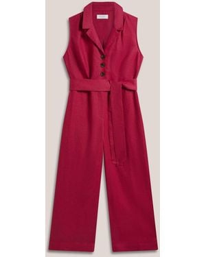 Hobbs Cherry Destiny Linen Jumpsuit - Red