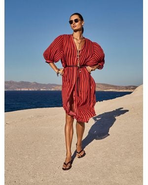 Sea Level Vacay Boho Long Shirt Dress - Blue