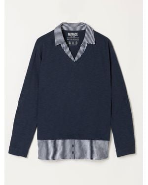 FatFace Fatface Polly Stripe Double Layer Jersey Shirt - Blue