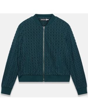 Mint Velvet Geometric Lace Bomber Jacket - Blue