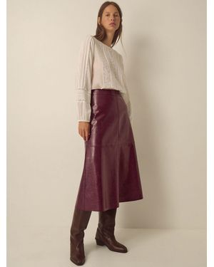 Monsoon Pippa Faux Leather Midi Skirt - Red
