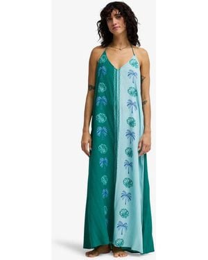 Billabong Tiered Colorblock Halterneck Dress - Blue