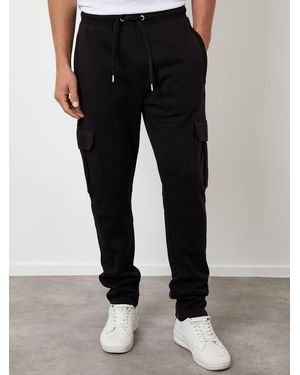 Threadbare Tapered Cargo Sweatpants - Black