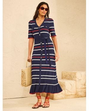 Love & Roses Knitted Midi Dress - Blue