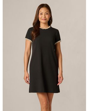 Adrianna Papell Pearl Crepe Short Dress - Black
