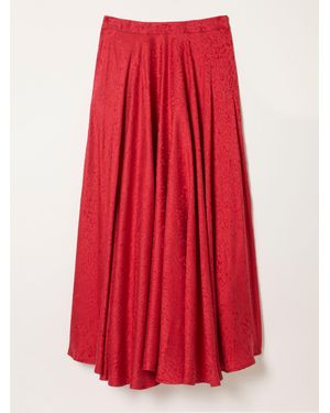 FatFace Fatface Malia Jacquard Midi Skirt - Red