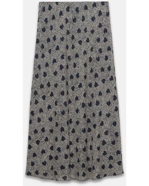 Mint Velvet Heart Print Midi Skirt - Gray