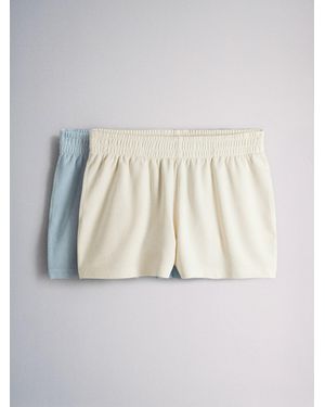 The Set 2 Pack Loopback Shorts - Natural