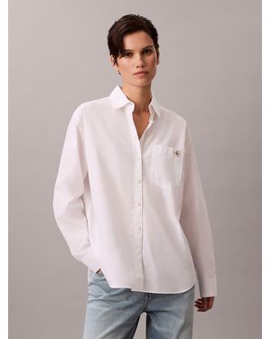 Calvin Klein Woven Monologo Poplin Button-Down Shirt - White