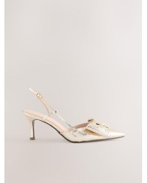 Next Forever Comfort Point Toe Bow Slingback Heels - Natural