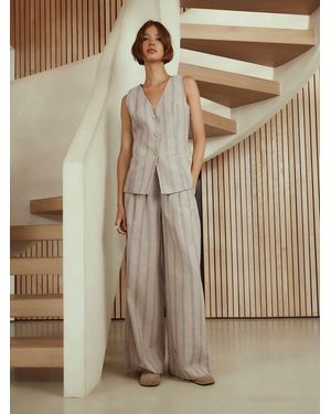 Next N. Premium Linen Blend Wide Leg Pants - Natural