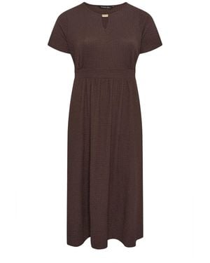 Evans Textured Bar Detail Dress - Brown