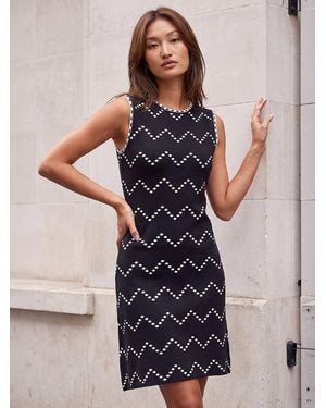 Roman Chevron Knitted Dress - Black