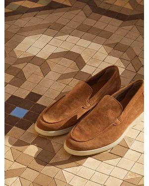 Hackett Martin Plain Suede Loafer Shoes - Brown