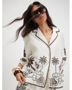 River Island Short Sleeve Cutwork Shirt - White