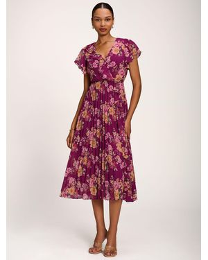 Jolie Moi Bedrucktes Chiffon-Midikleid - Rot