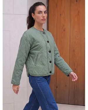 Roman Twill Quilted Jacket - Blue