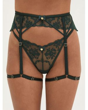 Boux Avenue Zoe Embroidered Leg Harness Suspenders - Green