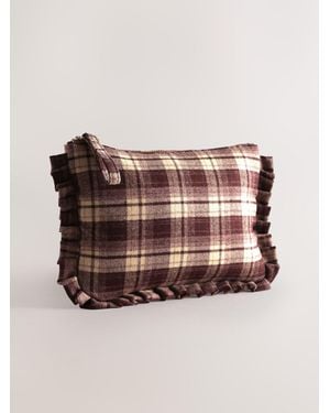 Next Check Wristet Pouch - Brown