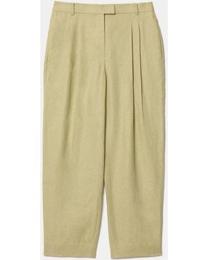Jigsaw Linen Pleat Tapered Pants - Green